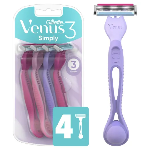 Gillette Venus Colors 3 Disposable Razors (4 In Pack Of 1)