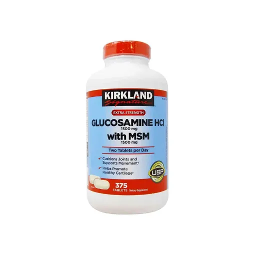 Picture of Kirkland Signature Extra Strength Glucosamine HCI 1500mg, With MSM 1500mg – 375 Tablets