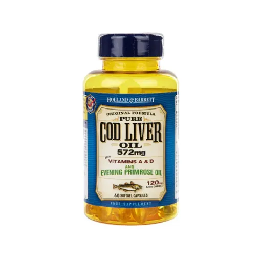 Picture of Holland & Barrett Cod Liver Oil with Evening Primrose 572mg – 60 Capsules