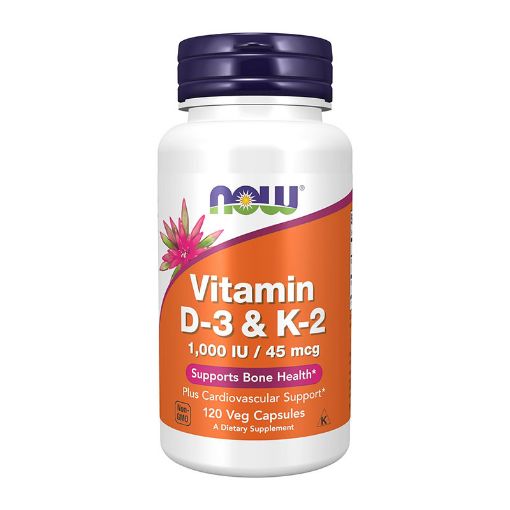 Picture of NOW Foods Vitamin D3 & K2 1000 iu/45 mcg – 120 Capsules