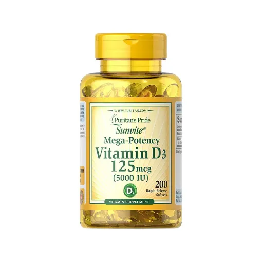 Picture of Puritan’s Pride Vitamin D3 Softgels 5000IU 200Ct