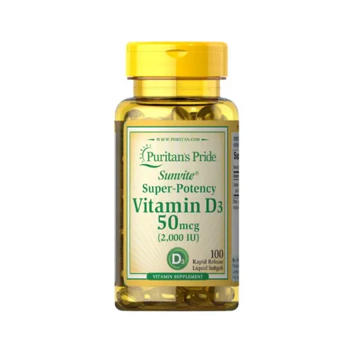 Picture of Puritan’s Pride Vitamin D3 50mcg (2000 IU) 100 Softgels