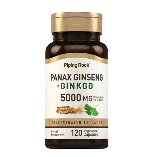 Picture of Piping Rock Panax Ginseng + Ginkgo 5000 mg – 120 Capsules