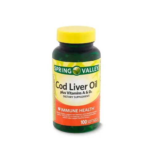 Picture of Spring Valley Cod Liver Oil Plus Vitamins A & D3 – 100 Softgels