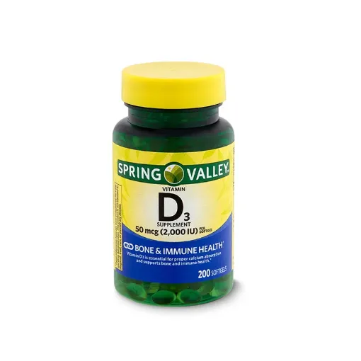 Picture of Spring Valley Vitamin D3 Supplement 50 mcg 2000 IU – 200 Softgels