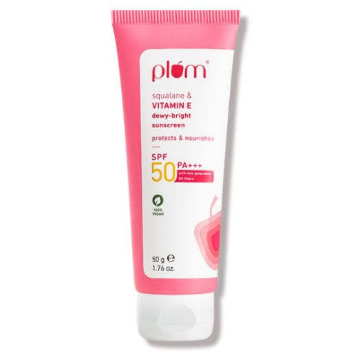 plum Squalane & Vitamin E SPF 50 PA+++ Dewy-Bright Sunscreen-50 gram